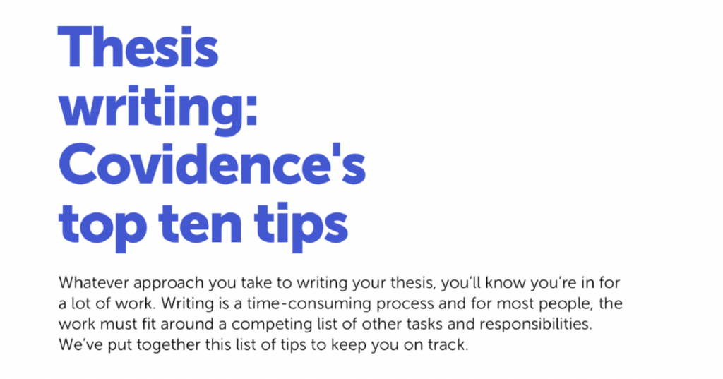 Thesis Writing Covidence Top Ten Tips